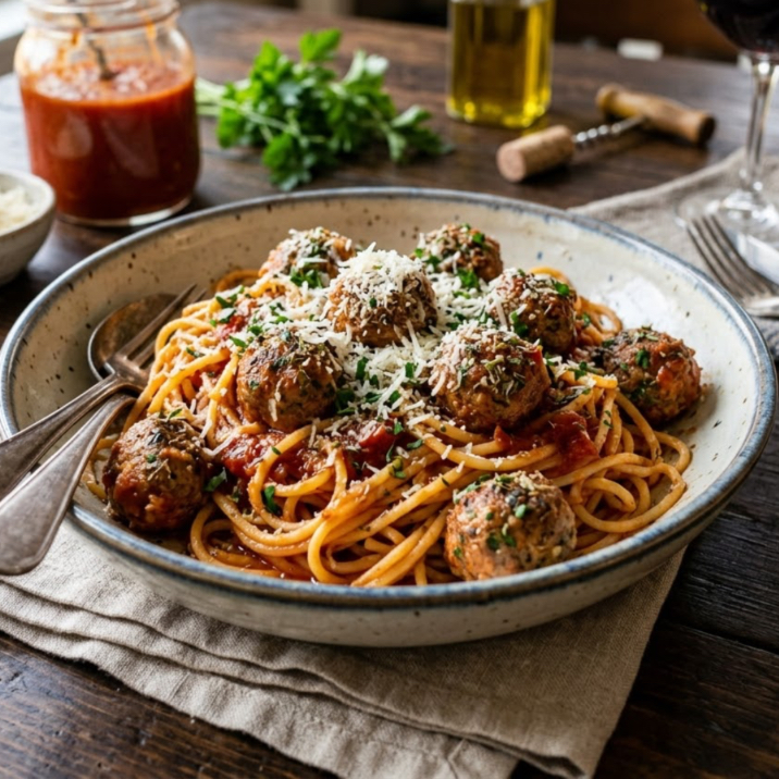 Спагетти с фрикадельками