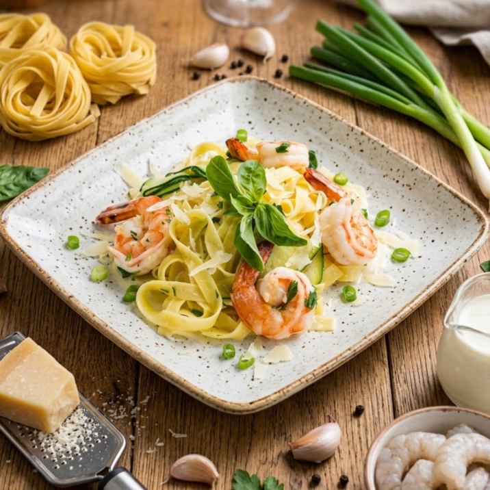 Фетучини с креветкой